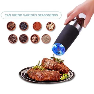 China Amazon Sustainable Hot Selling 2022 Modern Electric Black Plastic Gravity 2 In 1 Salt And Pepper Grinder For Kitchen for sale