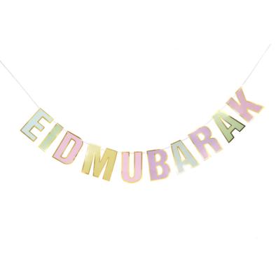 China Party Decorations Macaron Muslim Flag Pastel Eid Mubarak Banner For Islamic Party Decoration for sale