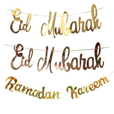 China Gold Bunting Eid Mubarak Letter Banner Islamic Party Flag Muslim Party Decorations Party Decorations for sale