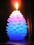 China 5.2X6.5cm pineball  LED color changing candle pure paraffin wax material for sale