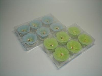 China Blue green and orange paraffin material pansy flower candle handmade color drawing for sale