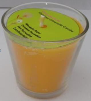 China Yellow Citronella glassl scented candle with the printed card for sale