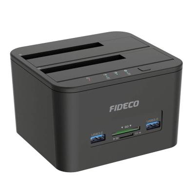 China Hard drive docking stations for sata FIDECO USB 3.0 all in 1 hdd docking station driver 2.5 external 3.5 hard drive with card reader for sale