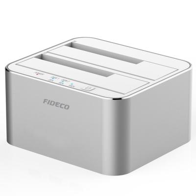 China FIDECO sata usb3.0 hdd docking station 2.5 hard drive 3.5 duplicator double dock aluminum for sale