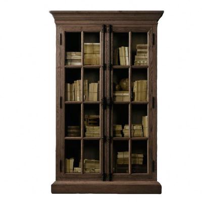 China Eco-friendly American Heigh high-end study restores ancient ways of making old oak solid wood carvings bookcase for sale