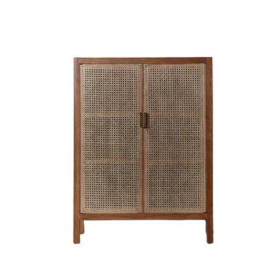 China Fashion Nordic Modern High End Guest Room Simple Solid Wood Woven Japan Rattan Shoe Cabinet Custom Furniture for sale