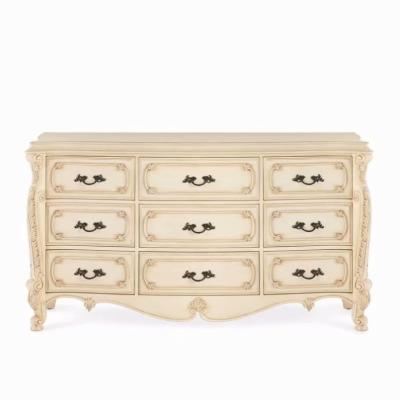 China Contemporary French Fashion High End Solid Wood Carving Antique Drawer Cabinet Custom Furniture for sale