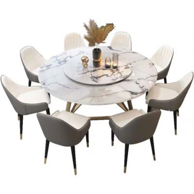 China Modern light luxury marble simple family stainless steel circular table living room table furniture for sale