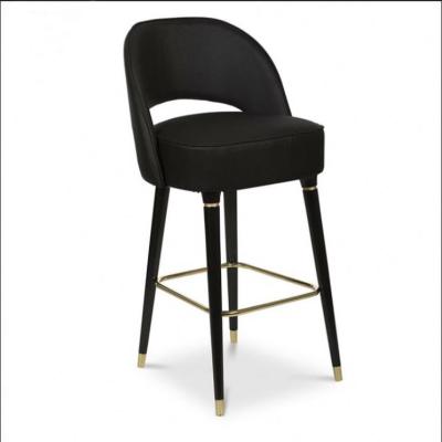 China French Custom Stylish American Modern Furniture High End Hotel Wooden Stainless Steel Bar Chair for sale