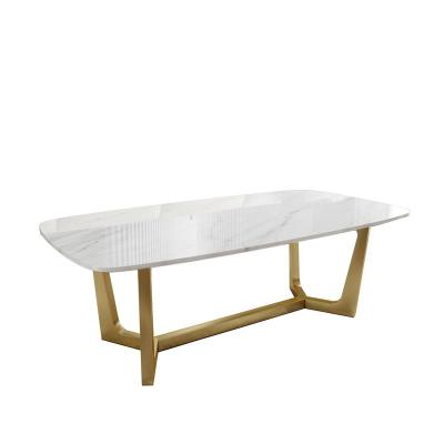 China Designer Furniture Custom Nordic Style Designs Adjustable Stainless Steel Elegant High End Marble Coffee Table (Height) for sale