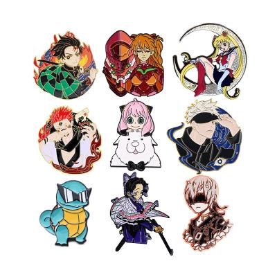 China Europe Manufacturer Wholesale Custom Metal Hard Enamel Cute Cartoon Custom Anime Lapel Pin Badge Enamel Pin for sale