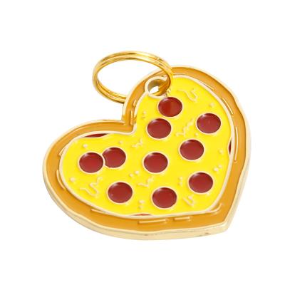 China Factory wholesale custom metal key chain cartoon enamel pizza sublimation soft key chain for sale