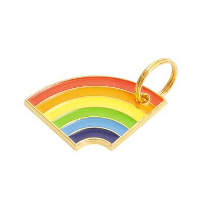 China Wholesale custom factory price metal heart keychains rainbow enamel metal key chain for sale