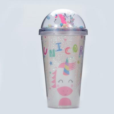 China Plastic Cup With Straw Plastic Reusable To Go Beverage Viable Hot Cold Tumbler 350ML Clear Plastic Tumbler Milk Cup for sale