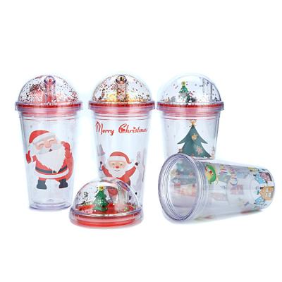 China Durable Custom DIY Double-Layer Cup 16oz Double Wall Plastic Acrylic Clear Transparent Insulated Tumbler With Lid And Straw for sale