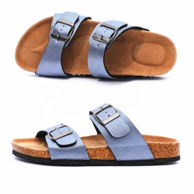 China Metallic Stylish Arch Support Good Quality PU Sandals Women Shoes With Cork Foot-bed Arch Support for sale