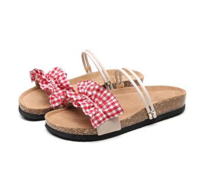 China Organic Nice Decoration Ruffle Lightweight Birken Style Sandals For Women Girls Ladies With Cork Sole Arch Support for sale