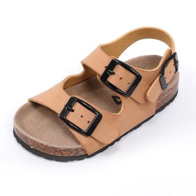 China ARCH BACK Best Selling Good Quality Buckle Straps Kids Boys Girls Organic Cork Sandals With Memory Foam Cushion Leather Insole for sale