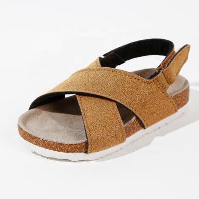 China Factory Wholesale High Quality Flat Suede Cross Straps Summer Kids Boys Sandals for sale