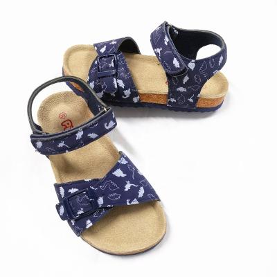 China Flat Newcomer Customized Digital Printing Comfy Cork Foot-bed Toddler Boy Straps And Sandals for sale