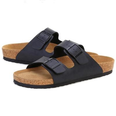 China Wholesale Good Quality Anti-slippery Men's Buckle Straps Cork Sole Sandals With Cow Leather Foot Bed for sale