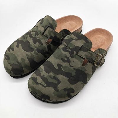 China ARCH SUPPORT Women High Quality Military Green Suede Slippers Indoor Outdoor Mules Clogs With Cork Midsole Arch Support for sale