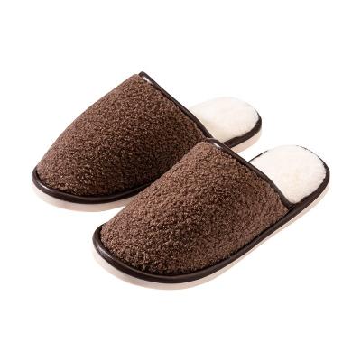 China Women's Teddy Fleece Indoor Floor Slippers Faux Fur Memory Foam Cushioning Slip-in House Shoes for sale