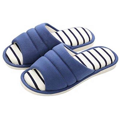 China Cushioning Open Toe Women Soft Jersey Slippers Cotton Indoor Memory Foam Home Shoes Slip On for sale