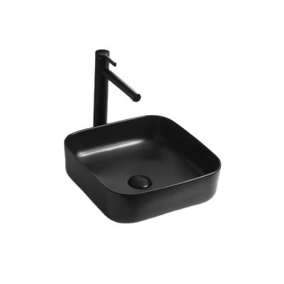 China Black Square Modern Apartment Design Bathroom Countertop Small Size Modern Sink for sale