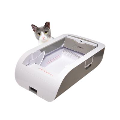 China Wholesale Pet Cat Toliet MA1-11 Cleaner Large Cat Litter Box Cat Litter Trays Space ABS Automatic Cat Scooper Box Toilet Products for sale