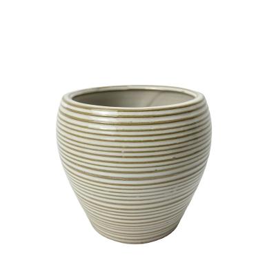 China Artistic / Realistic Round Plant Flowerpot Planter Garden Vase Floor Pile Wooden Decoration for sale