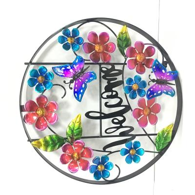 China China Round butterfly Garland garden decoration metal garden solar stake for sale