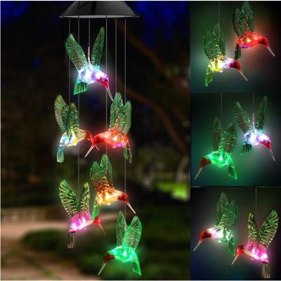 China 2022 New Happy/Party/Modern Solar Light Wind Chimes Color Changing LED Solar Wind Chime Outdoor Moving Hanging Light For Porch Deck,Guard for sale