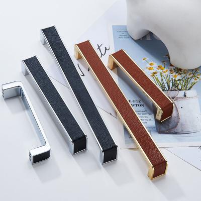 China Modern Minimalist Gold Chrome K Long Drawer Wardrobe Door Cabinet Leather Door Handle Bright Leather Wholesale Modern Handle for sale