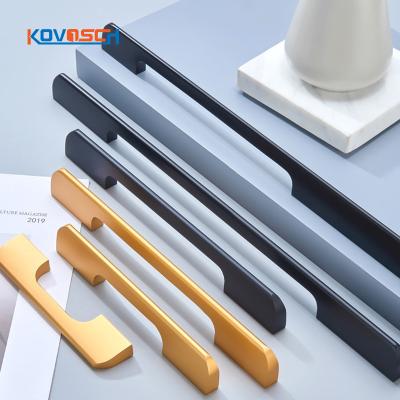 China Classic Wardrobe Cabinet Solid Color Aluminum Handle Extended Big Drawer Door Handle Oxidized Black Gold Color Furniture Handle for sale