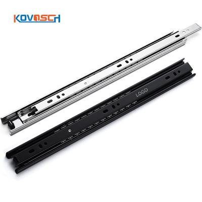 China Solid Black Cabinet Drawer Slides Modern Stainless Steel Ball Bearing Channel Telescopic Drawer Slide Solid Black for sale