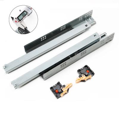 China Modern Three-section Folding Damper Drawers Handle Hidden Buffer Telescopic Soft Narrow Full Drawer Mute Slide for sale