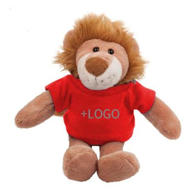 China Wholesale Custom LOGO Soft Kids Toy Plush Lion Plush Toy Cartoon Brown Lion Toy With T-shirts Custom Lion for sale