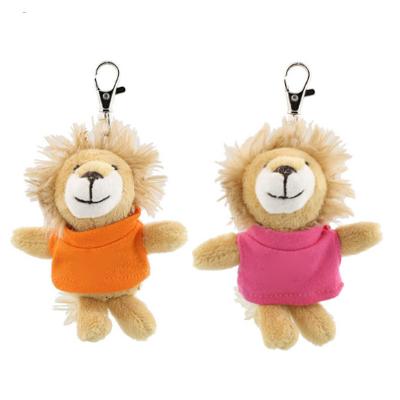 China Custom Lovely 10cm Stuffed Animal Key Chain Stuffed Animal Lion Key Chain Stuffed Animal Lion With T-shirt Printing Logo for sale