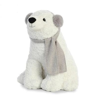 China Cute Soft Plush Bear Toy Customized Plush Sitting Animal Polar Bear With Scarf for sale