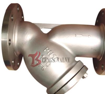 China PN16 Y Type Strainer Cast Stainless Steel A351-CF8 1.4308 Flanged Y Filter en venta