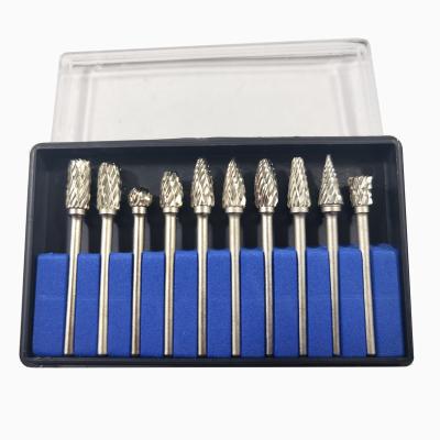 China Folder Tools Factory Direct Sale 10 Pcs Tungsten Carbide Kit Rotary Router Bit Rotary File Set for sale