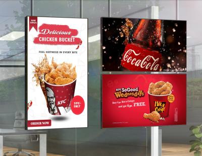 China 55inch Facing LCD Window Display Screen Smart Signage Menu Board 3000nits for sale