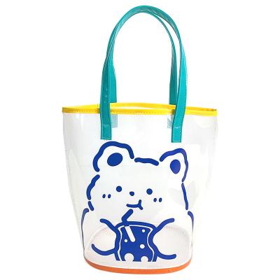 China Cute Korean Style Cartoon Kerean Style Handbag PVC Tote Shoulder Bags Transparent Shopping Bag for sale