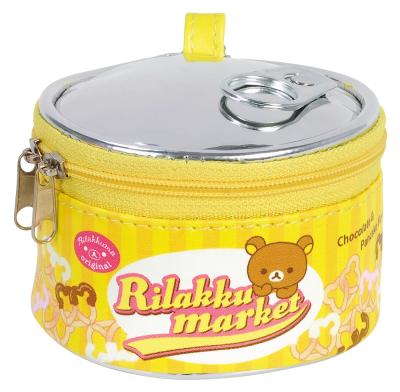 China Cute Cute Rilakkuma Cartoon Food Can Shape Coin Cosmetic Pouch PVC Leather Bag for sale