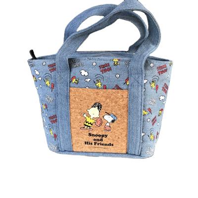 China Portable Custom Package Food Jean Lunch Bag Large Capacity Heat Insulation Tote Bag Heat Preservation Cooler Bag for sale