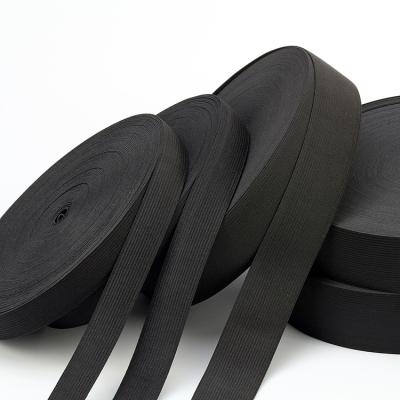 China 15mm 20mm 25mm 30mm 35mm 40mm Wholesale Stock Black White 50mm Flat Knit Elastic Band For Garment for sale