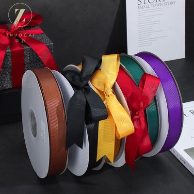 China Factory Wholesale High Tenacity 1 Inch 25 Mm Solid Color Double Side Single Side Polyester Grosgrain Ribbon For Gift Decoration for sale