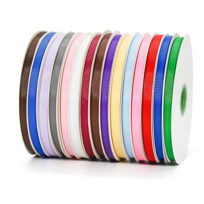 China High Tenacity 100 Yard/Roll Wholesale 1cm 3/8 Inch Solid Color Double Face Grosgrain Ribbon For Gift Wrap Garment Decoration for sale