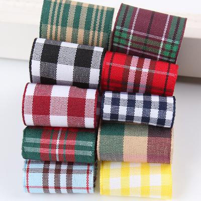 China Recyled 100 yards per cm 2.5 cm England Tartan Gingham Check Plaid Ribbon Wholesale High Quality 3.8 Roll Various Colors for sale